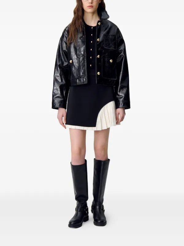 Claudie Pierlot Jupe Courte à Empiècement Plissé Noir FARFETCH FR