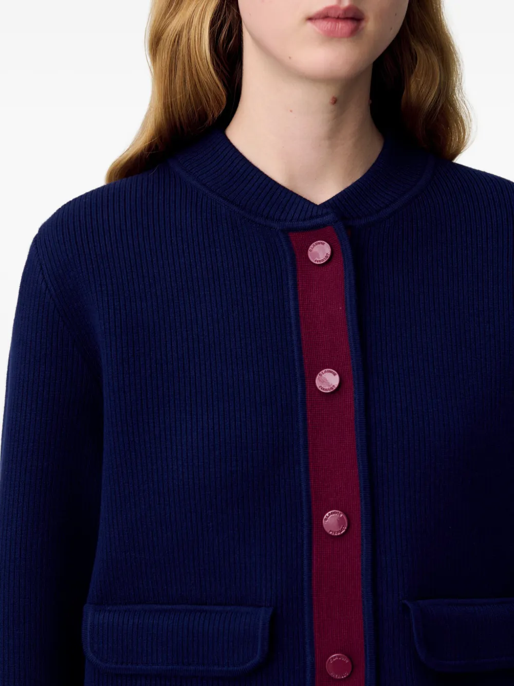 Claudie Pierlot Geribbeld vest met contrasterend vlak Blauw