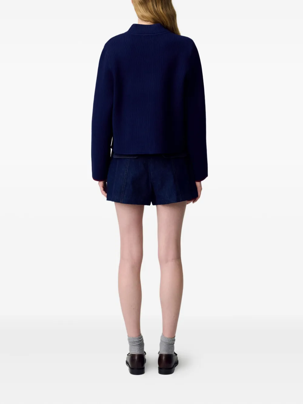 Claudie Pierlot Geribbeld vest met contrasterend vlak Blauw