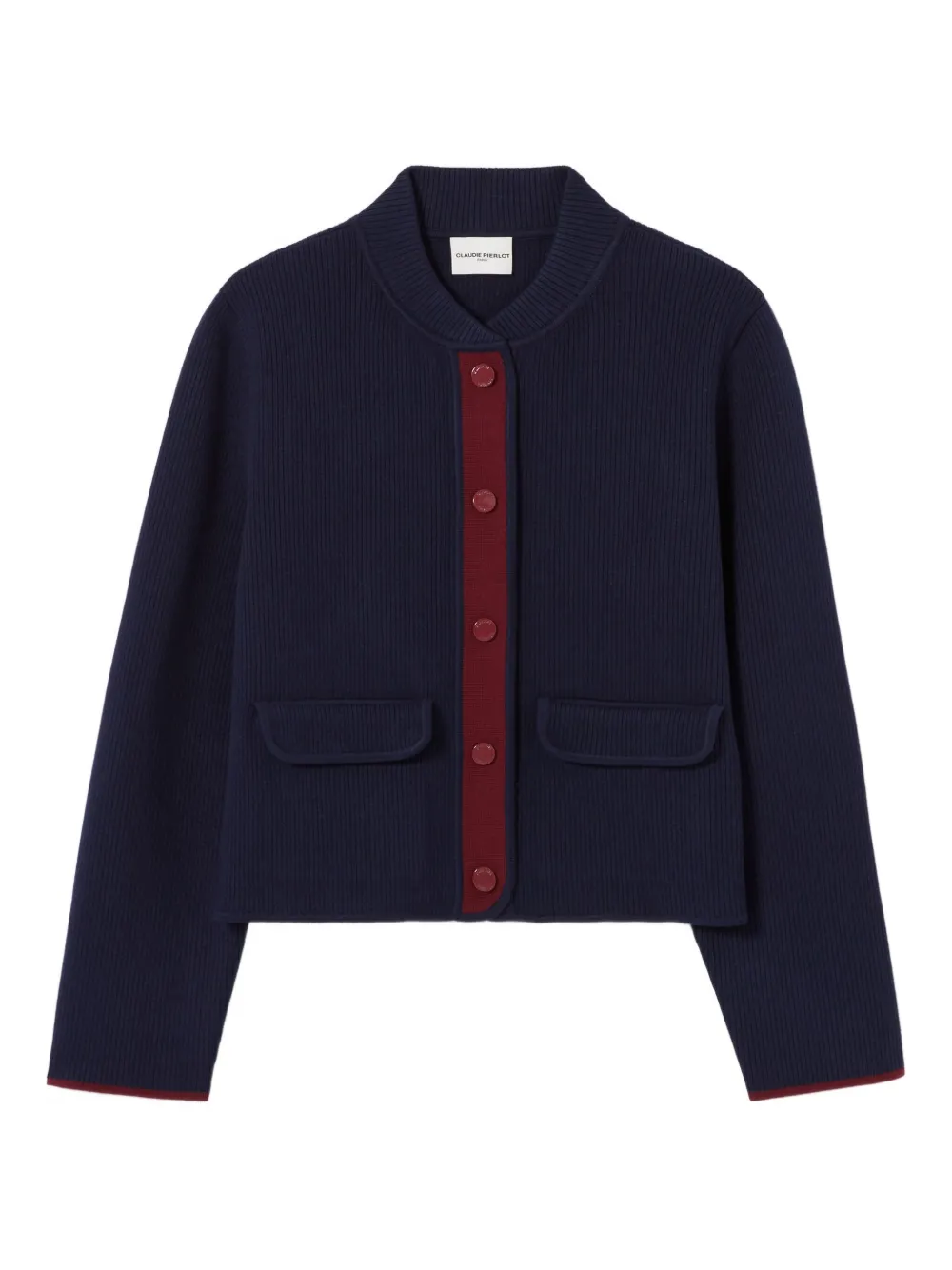 Claudie Pierlot Geribbeld vest met contrasterend vlak Blauw