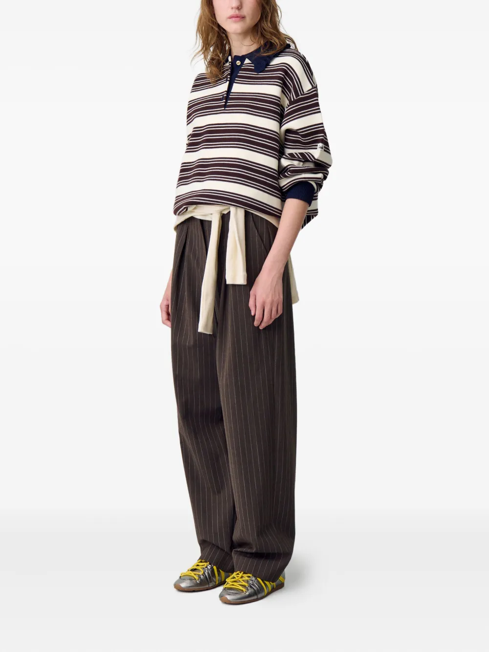 Claudie Pierlot Gestreepte polotop Bruin