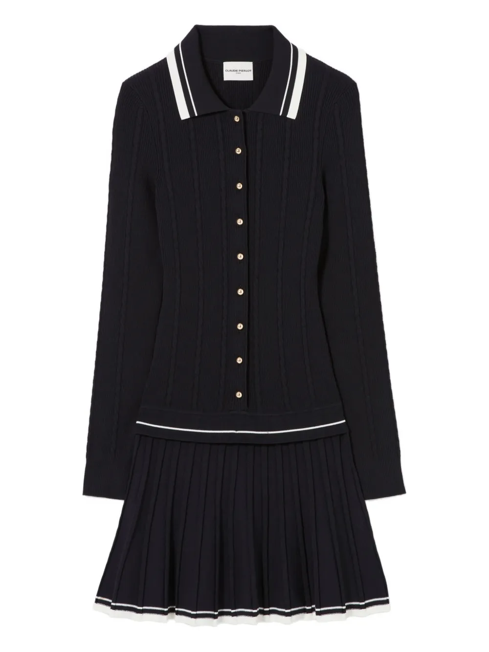 Claudie Pierlot Kabelgebreide geplooide jurk Blauw