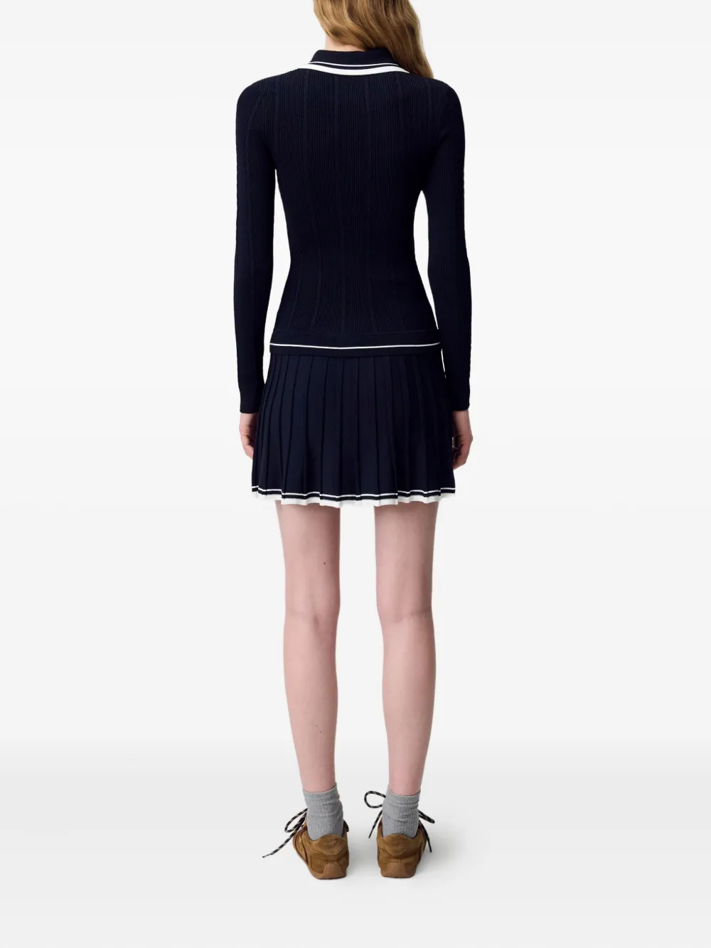 Claudie Pierlot Kabelgebreide geplooide jurk Blauw