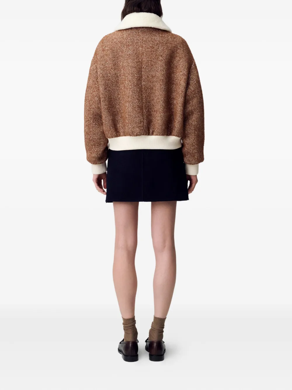 Claudie Pierlot Jack met visgraatpatroon Bruin