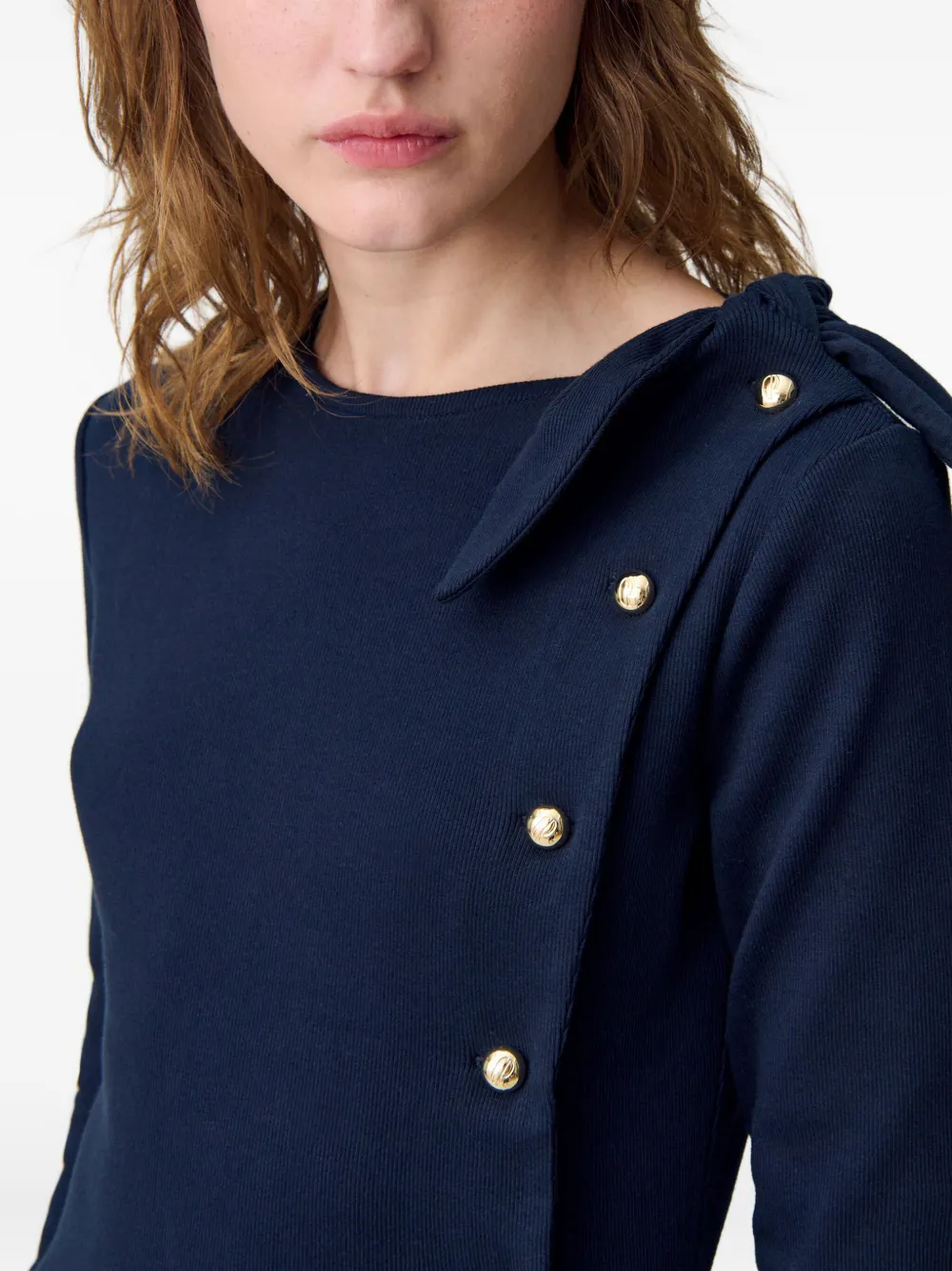 Claudie Pierlot Top met knoopsluiting en gestrikte hals Blauw