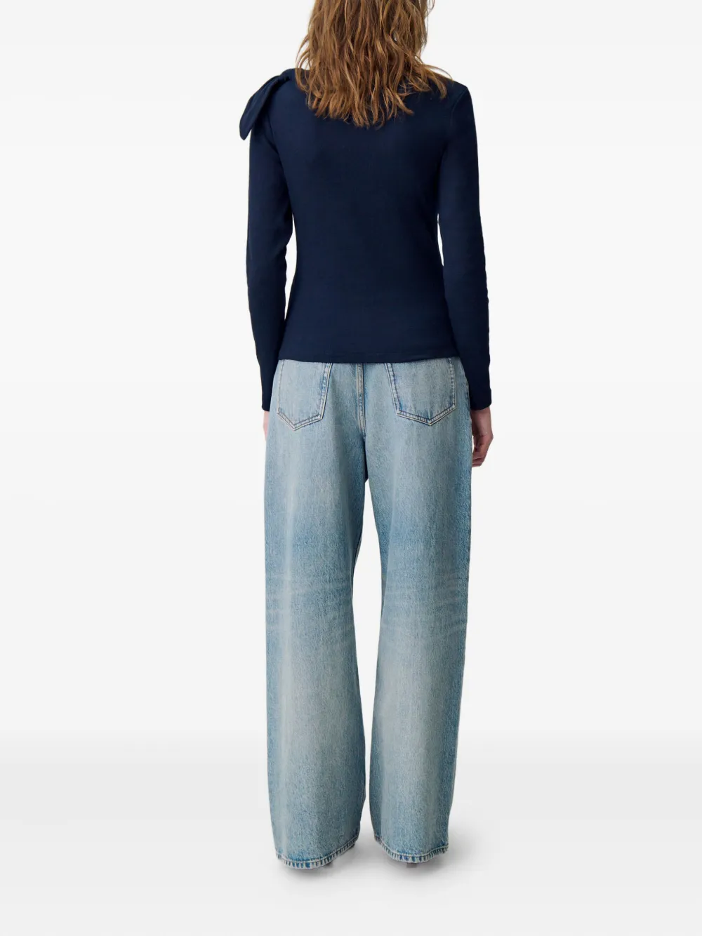 Claudie Pierlot Top met knoopsluiting en gestrikte hals Blauw