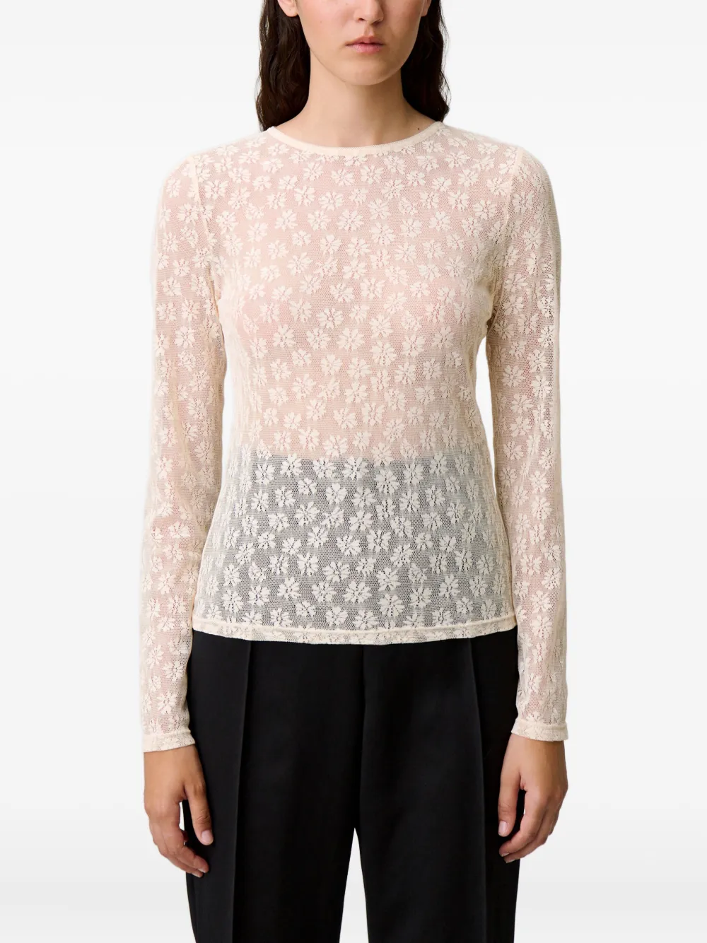 Claudie Pierlot Kanten top met bloemenprint Roze