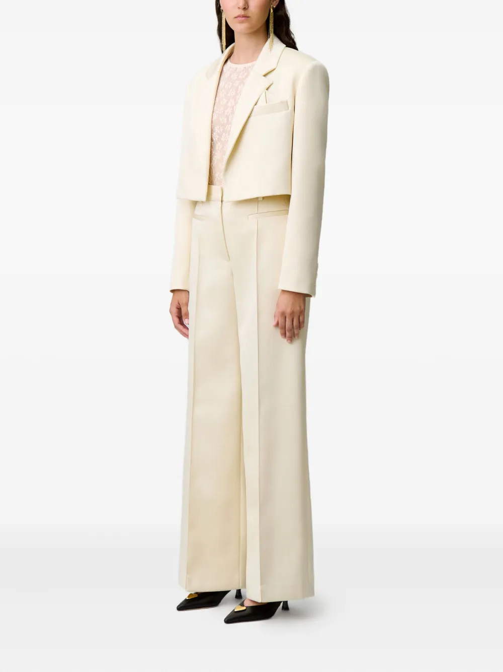 Claudie Pierlot Cropped blazer met zak Beige