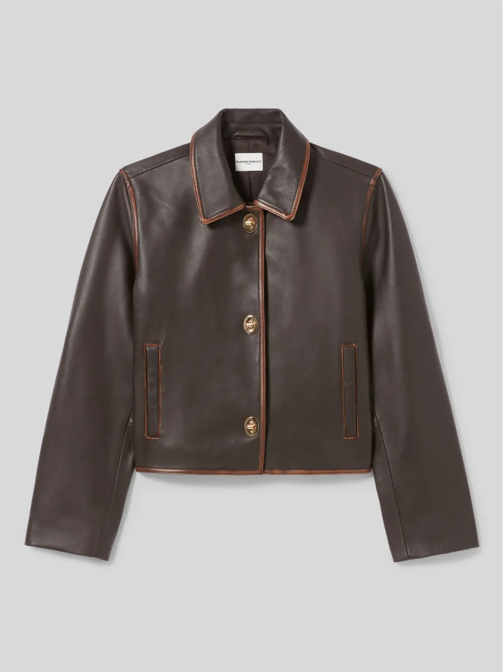 Claudie Pierlot Giacca crop in pelle - Marrone