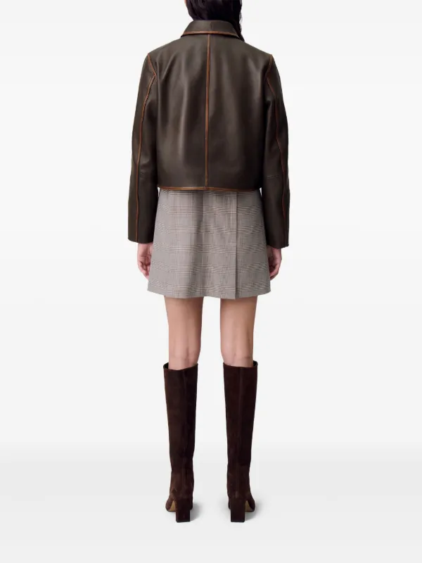 Claudie Pierlot クロップド レザージャケット | ブラウン | FARFETCH JP