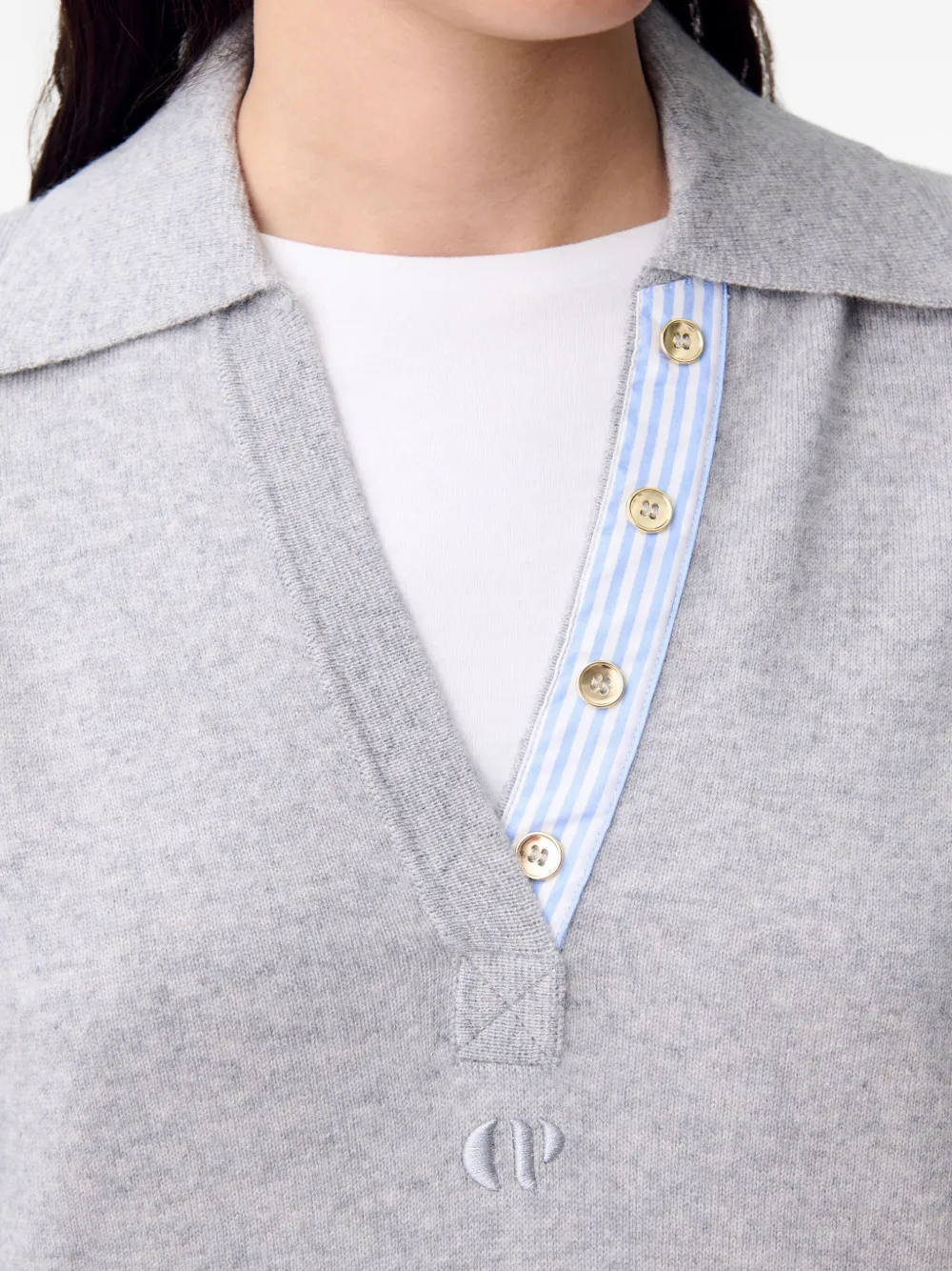 Claudie Pierlot polo-neck wool-cashmere sweater Grijs