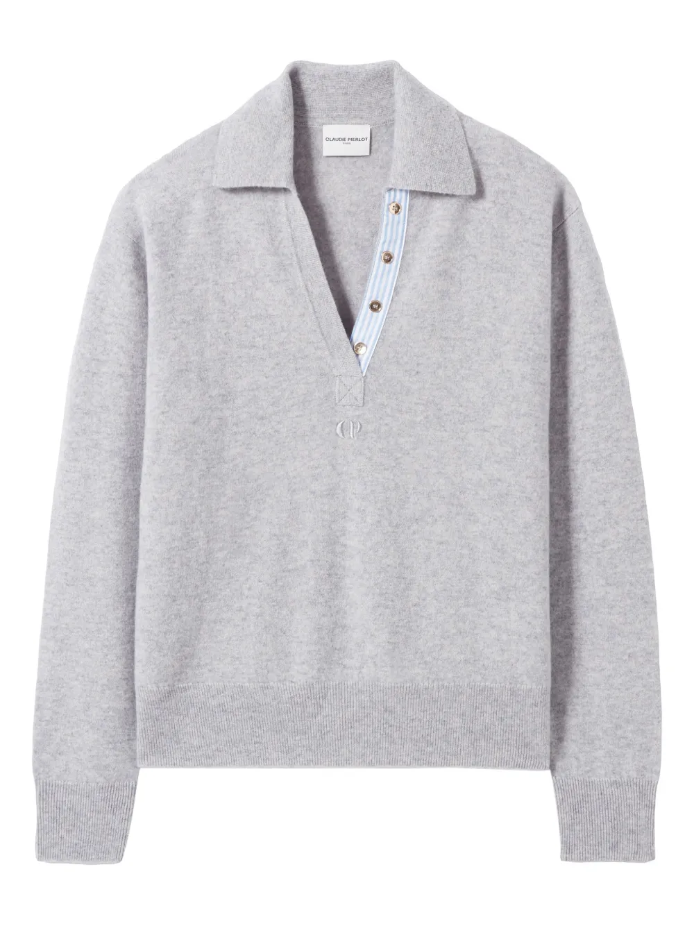 Claudie Pierlot polo-neck wool-cashmere sweater Grijs