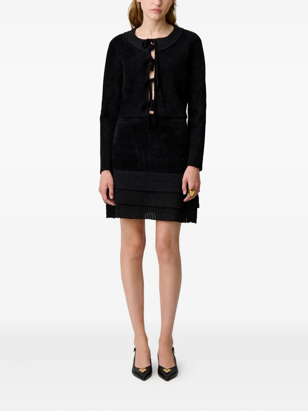 Claudie Pierlot Mini-rok met franje - Zwart