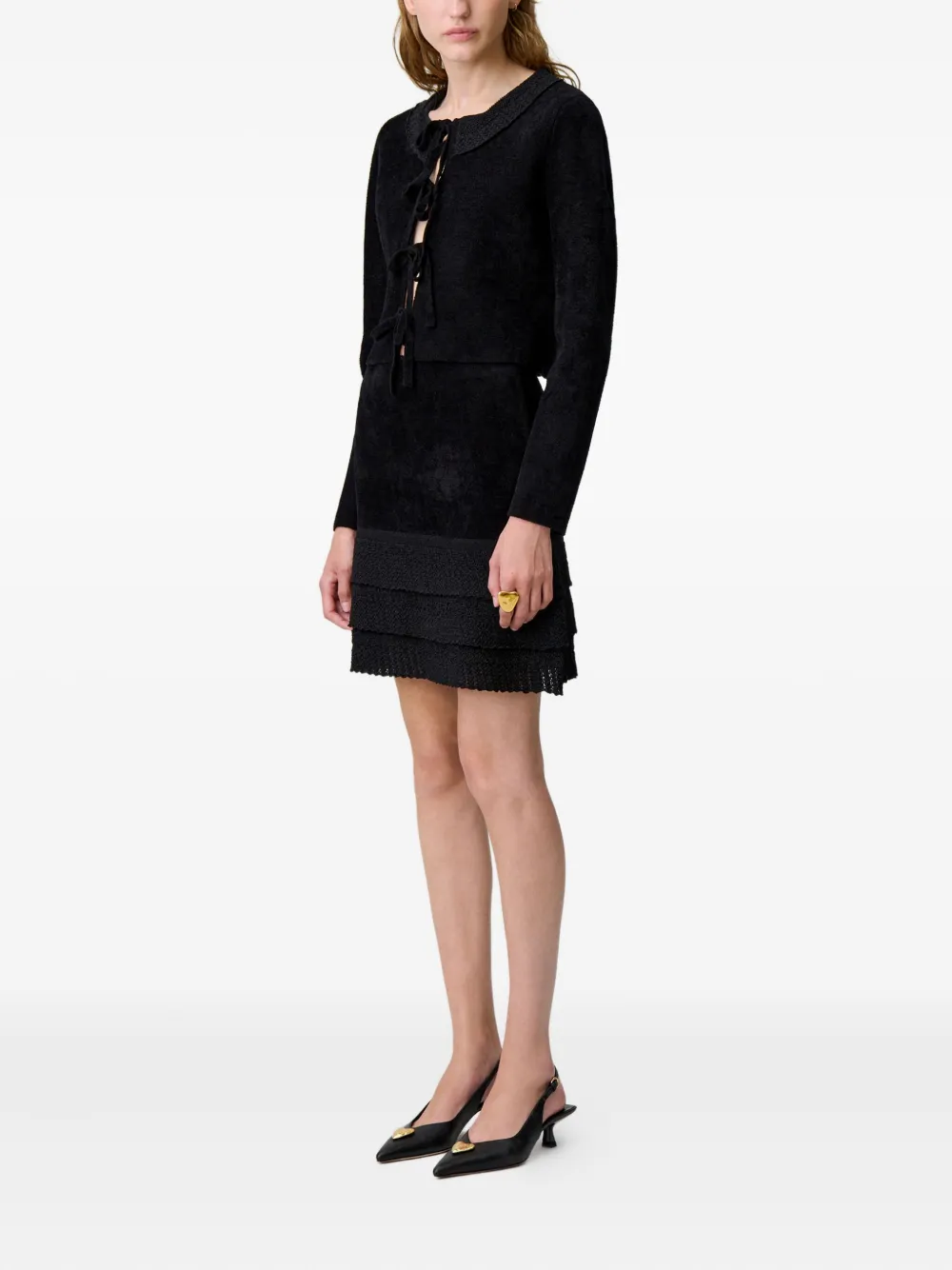 Claudie Pierlot Mini-rok met franje Zwart