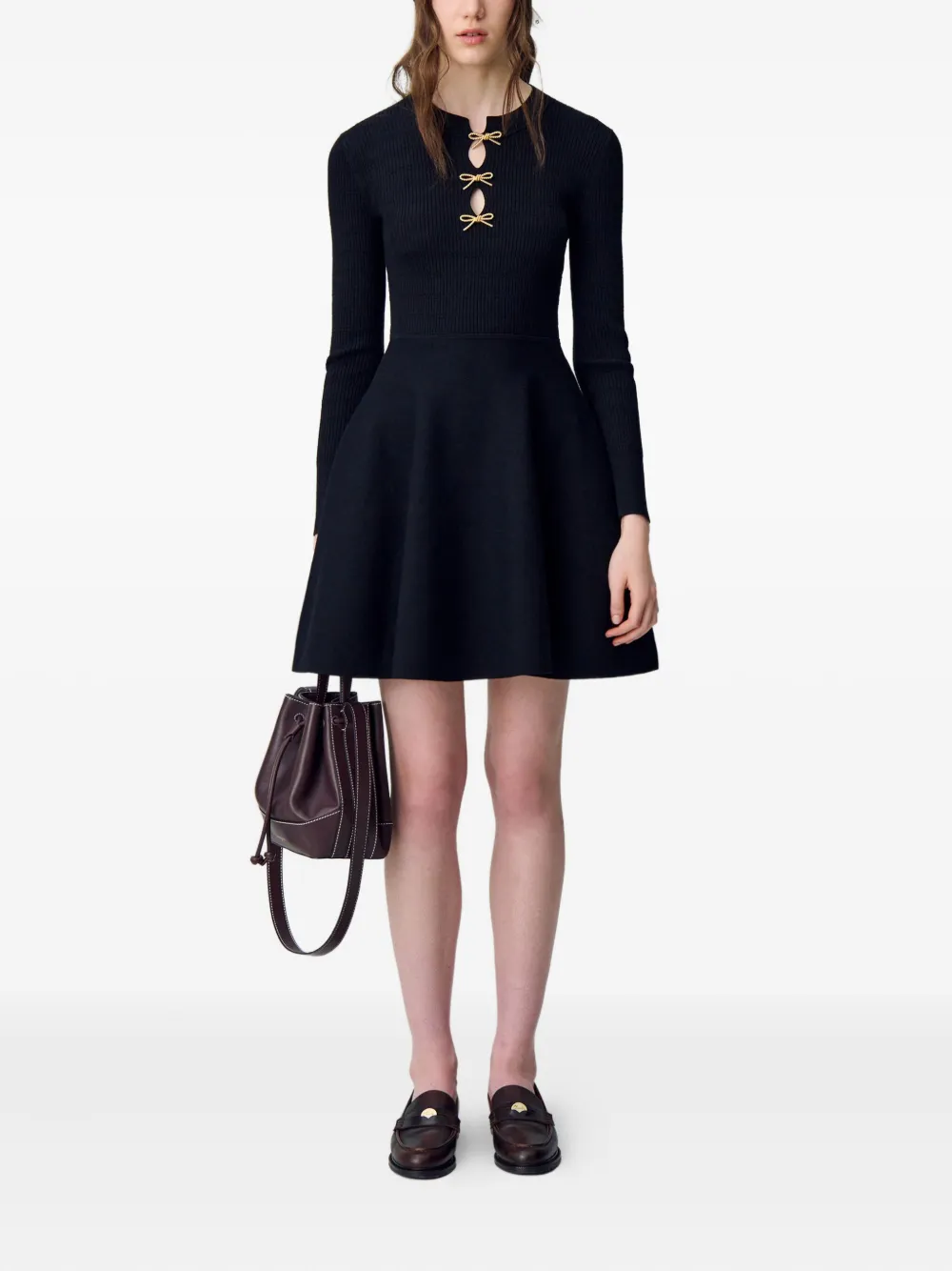 Claudie Pierlot Skaterjurk met strikdetail Zwart