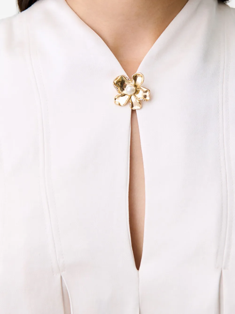 Claudie Pierlot Geplooide top verfraaid met bloemen Wit