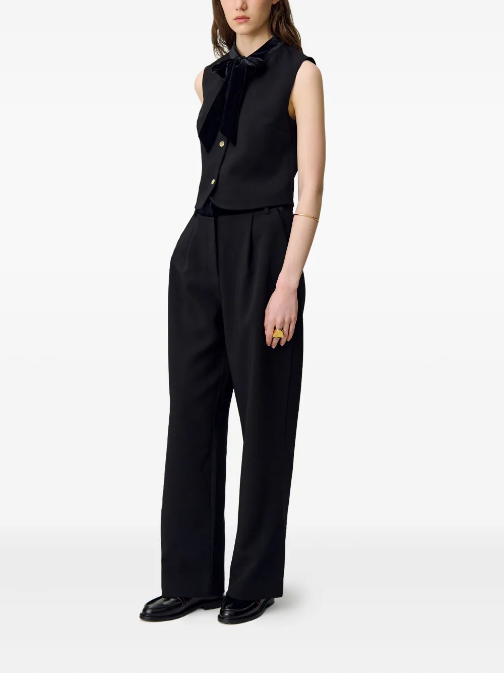 Claudie Pierlot Mouwloze top met fluwelen strik Zwart