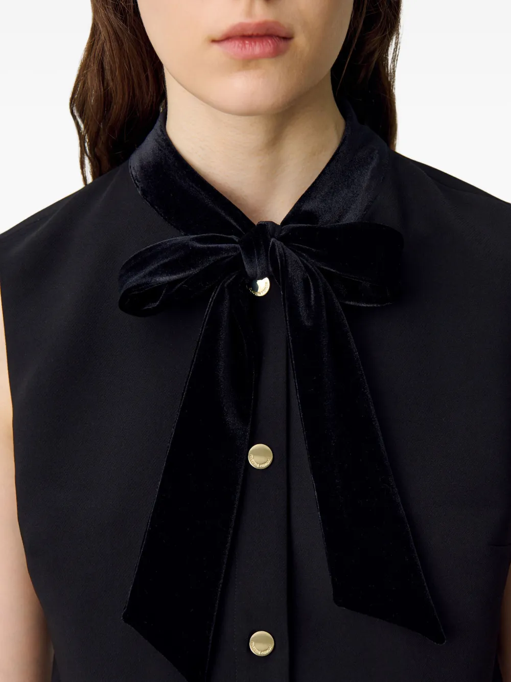 Claudie Pierlot Mouwloze top met fluwelen strik Zwart