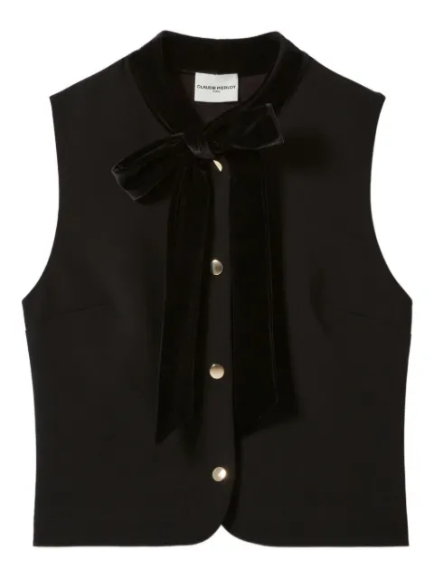 Claudie Pierlot velvet-bow sleeveless top