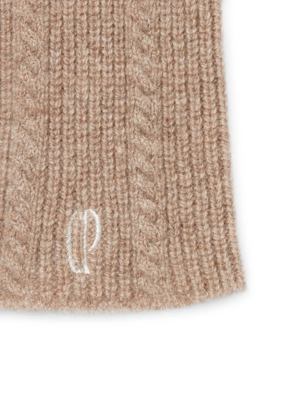 Claudie Pierlot Kabelgebreide handschoenen met logo - Beige