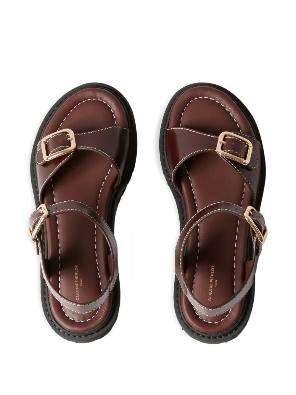 Claudie Pierlot double-buckle strap sandals Brown