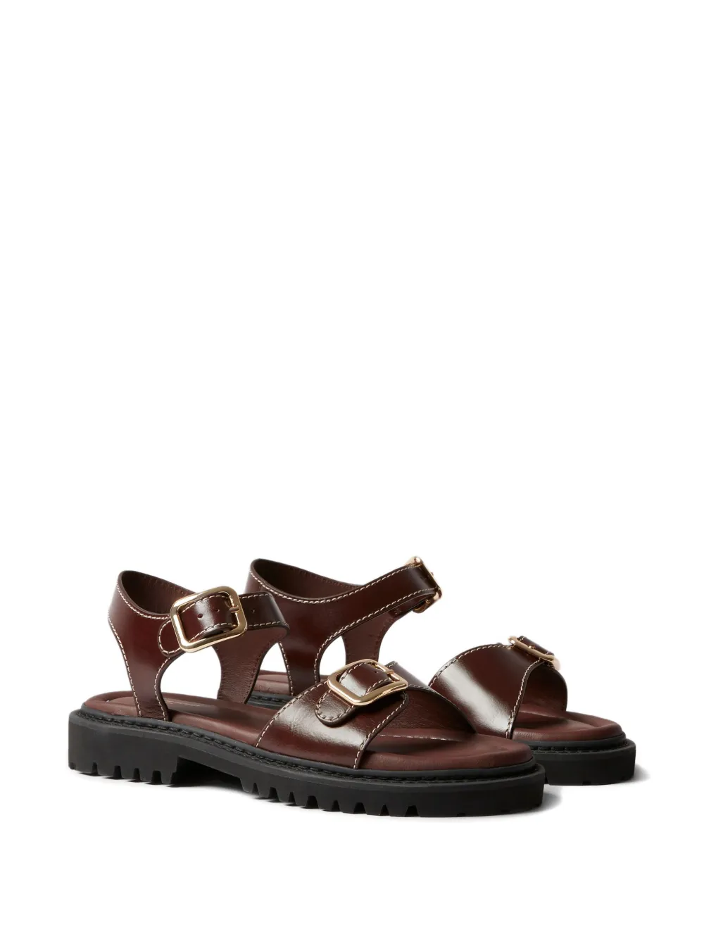 Claudie Pierlot double-buckle strap sandals Brown