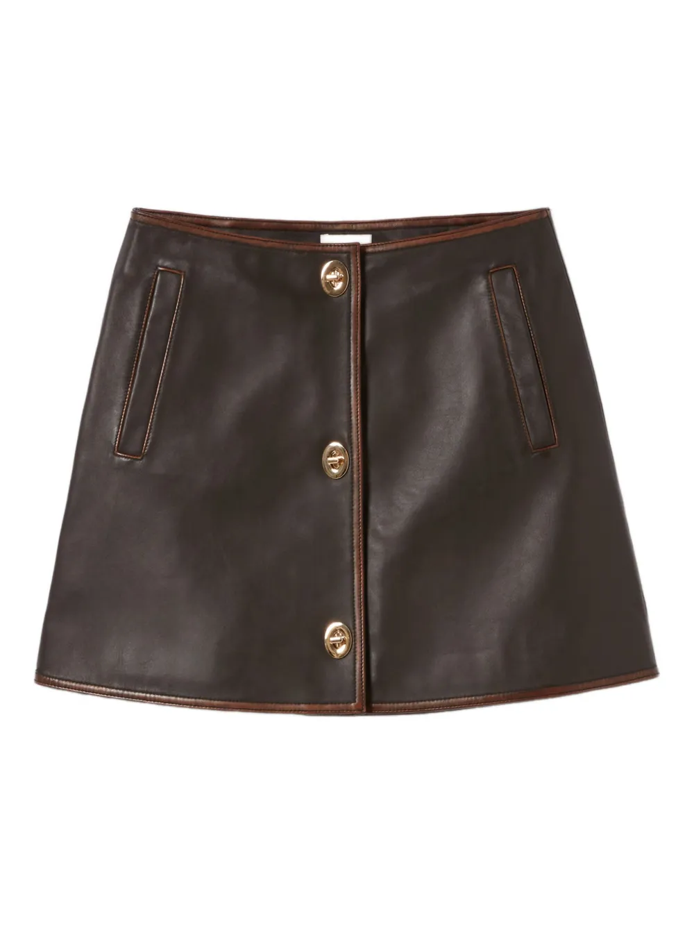 Claudie Pierlot A-line Leather Mini Skirt In Brown