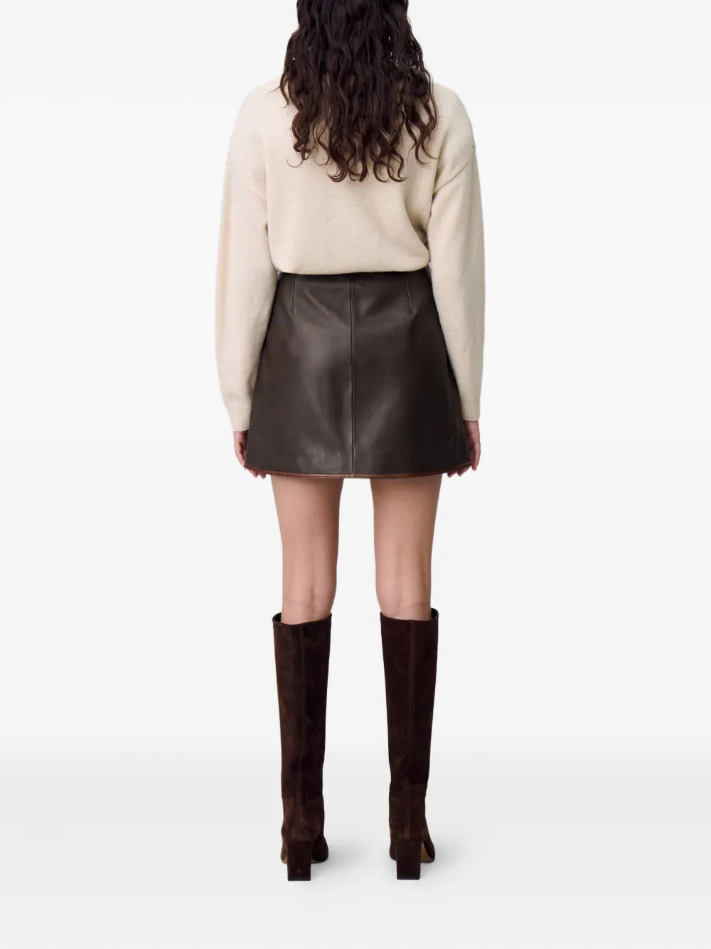 Claudie Pierlot A-line Leather Mini Skirt In Brown