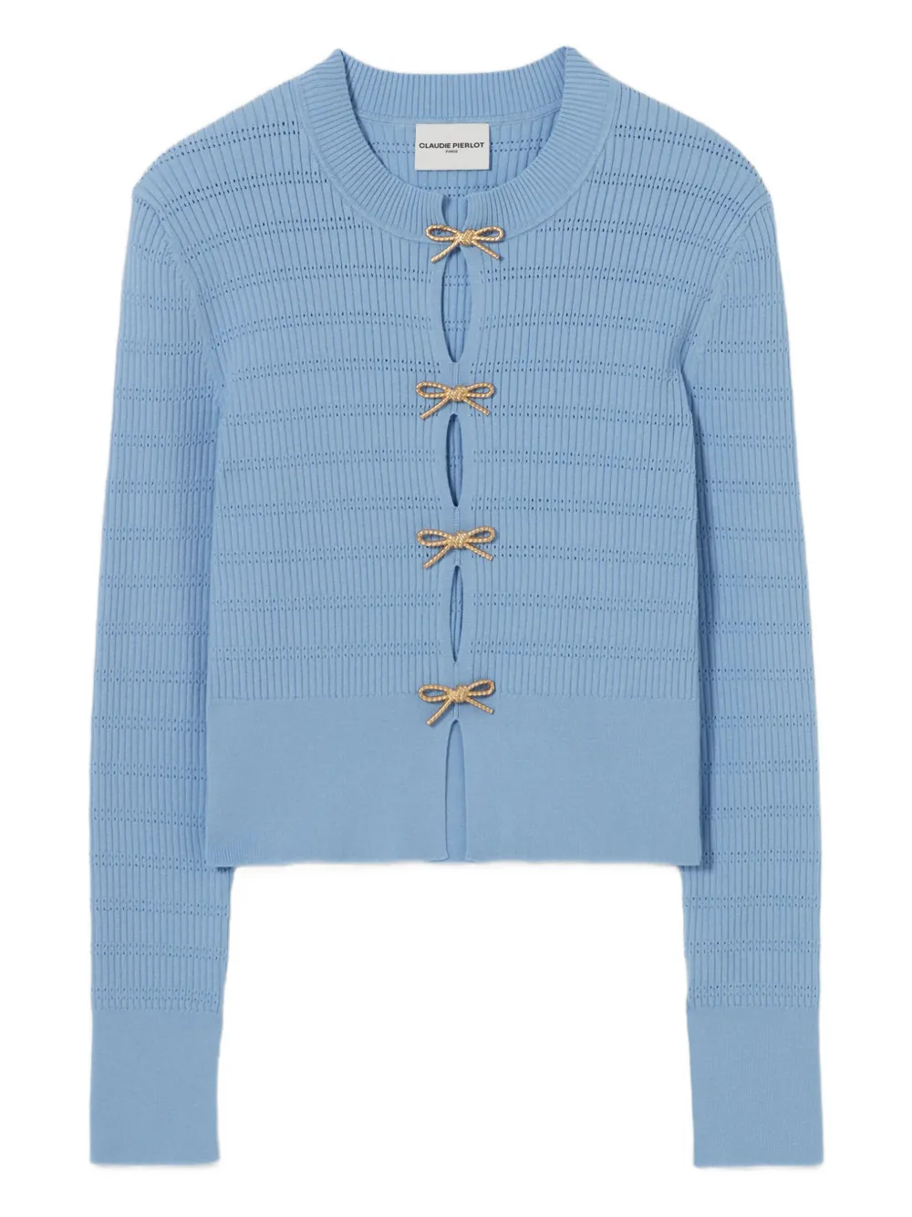 Claudie Pierlot Gerippter Pullover mit Schleife - Blau