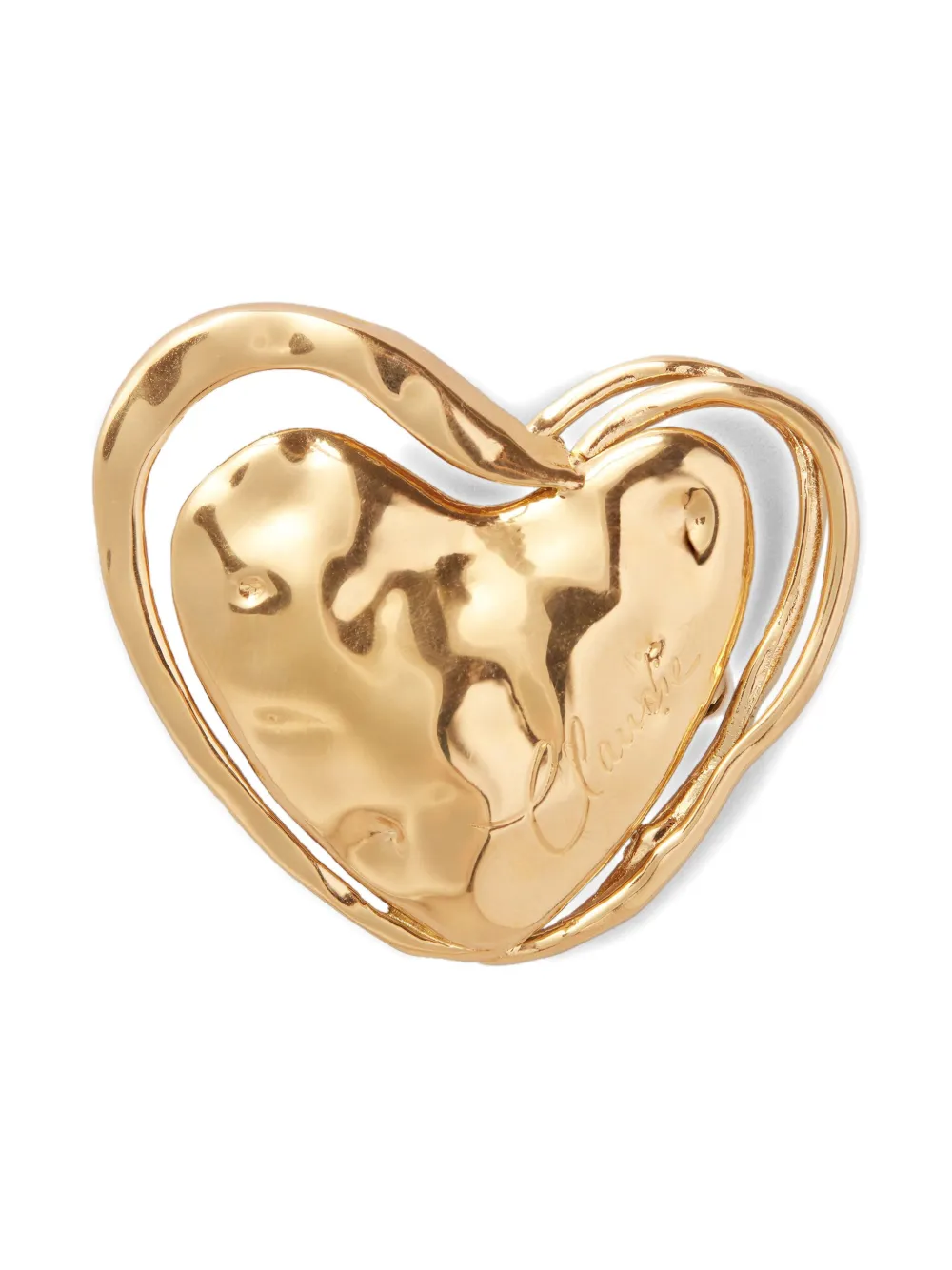 Claudie Pierlot Skulpturale Brosche in Herzform - Gold