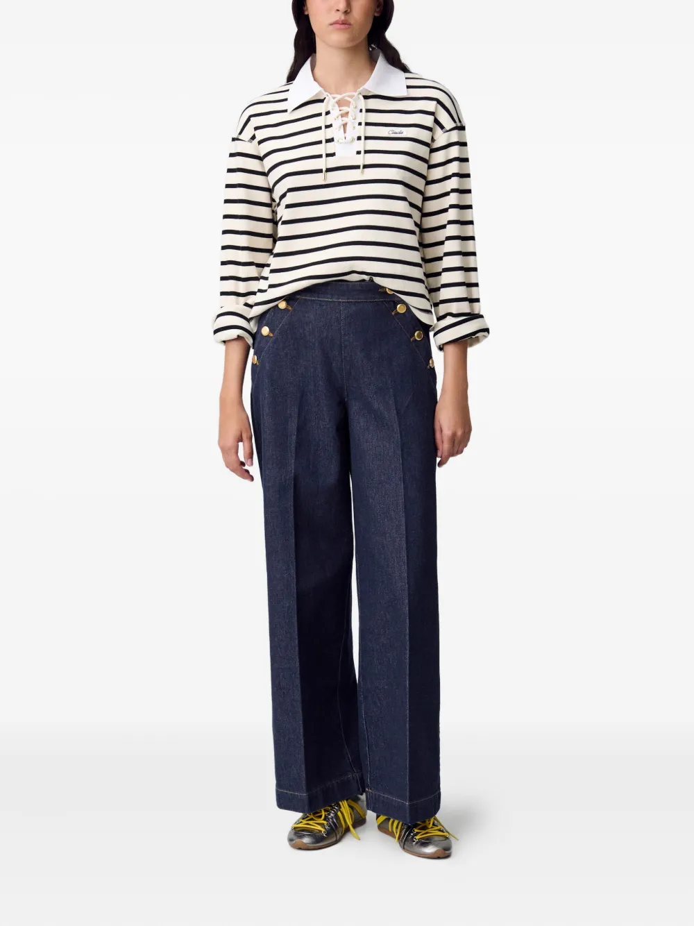 Claudie Pierlot Jeans met knoopdetail - Blauw