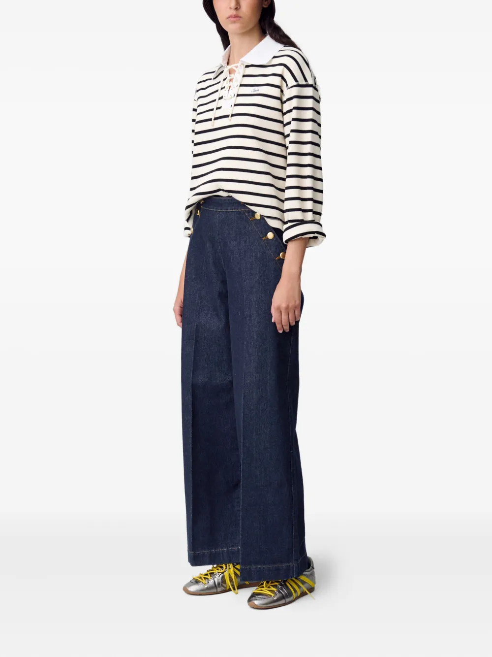 Claudie Pierlot Jeans met knoopdetail Blauw