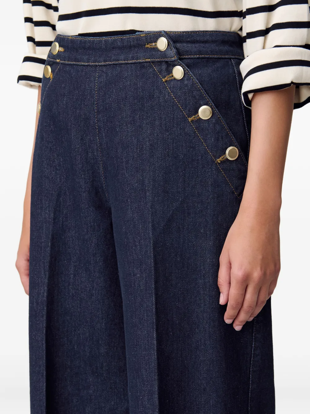 Claudie Pierlot Jeans met knoopdetail Blauw