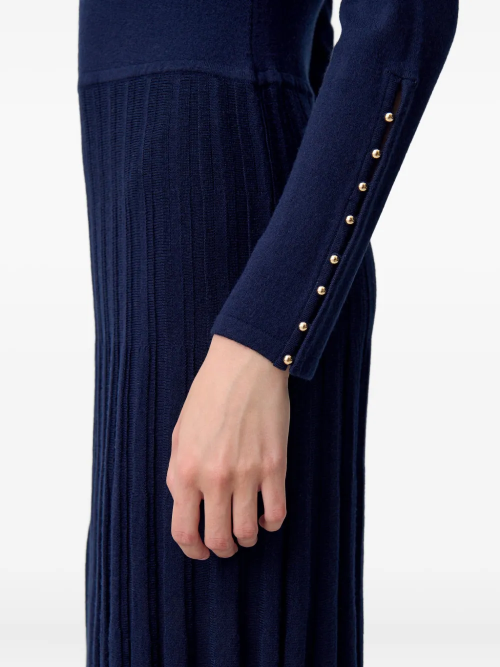 Claudie Pierlot Gebreide jurk met geplooide manchetten Blauw