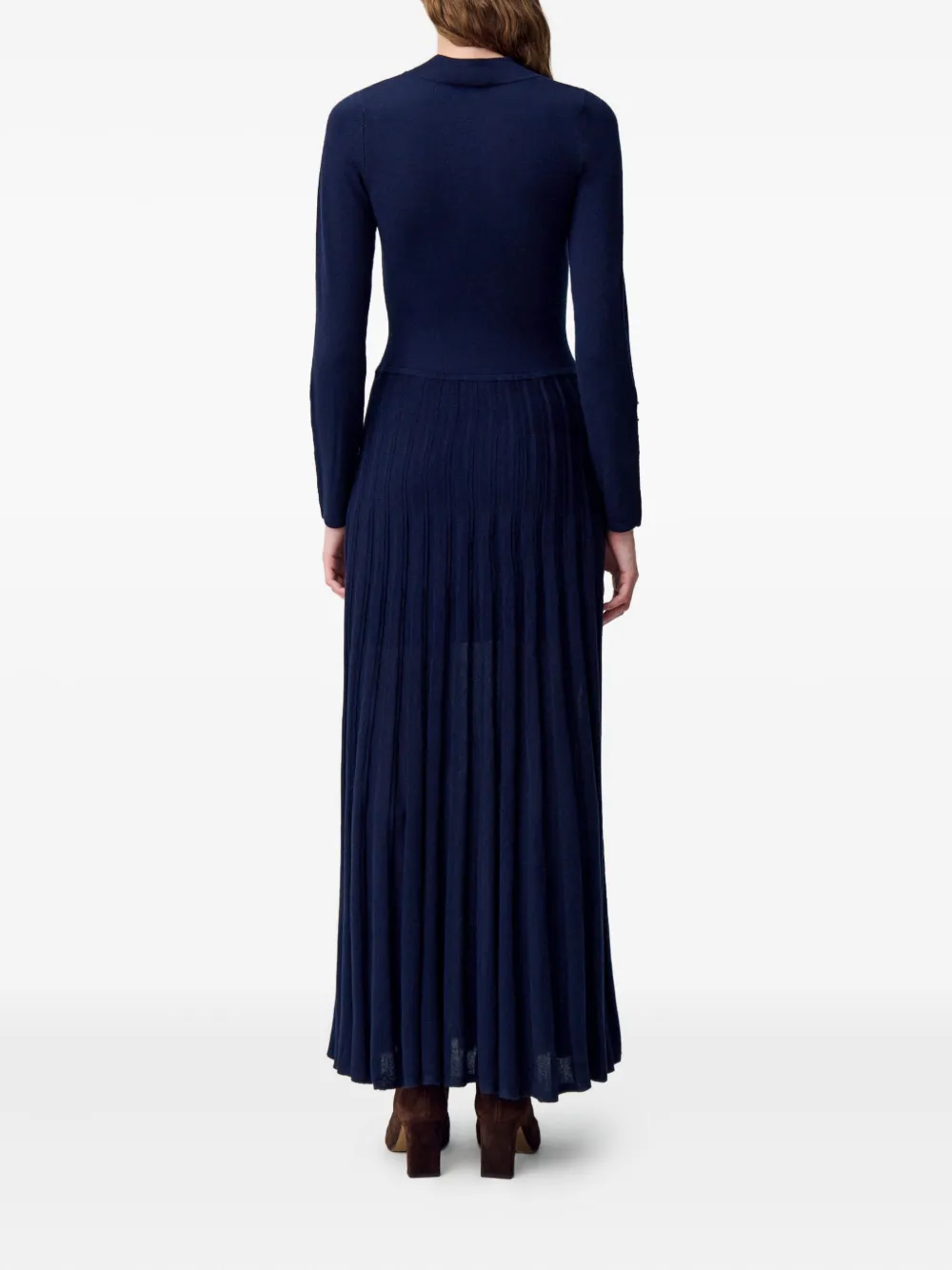 Claudie Pierlot Gebreide jurk met geplooide manchetten Blauw