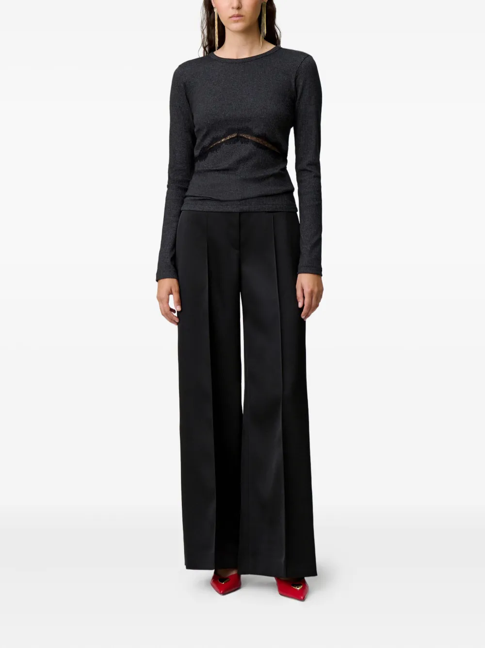 Claudie Pierlot top tejido de canalé con encaje | Playeras y jerséis | Image 2