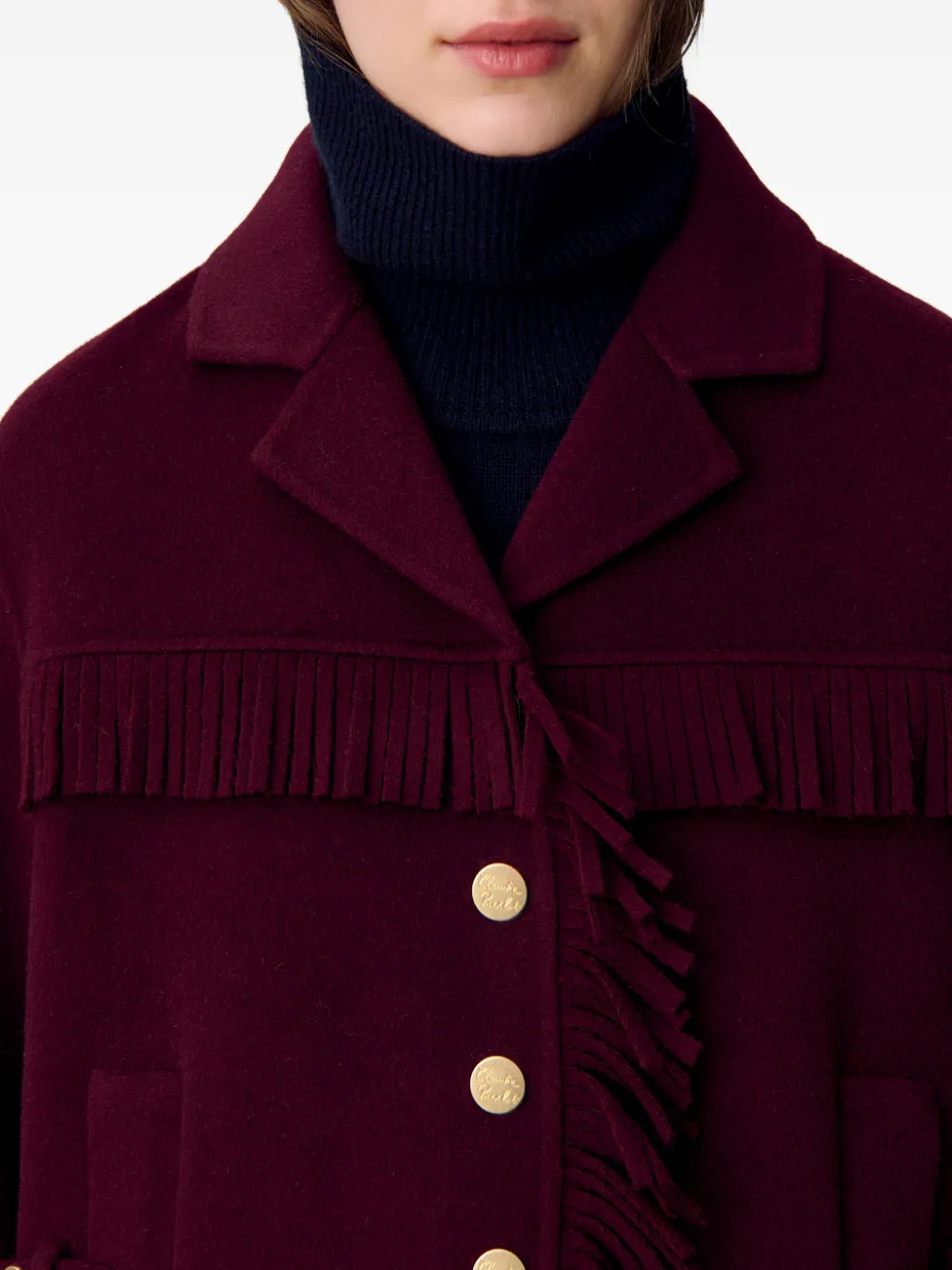 Claudie Pierlot Jas met enkele rij knopen Paars