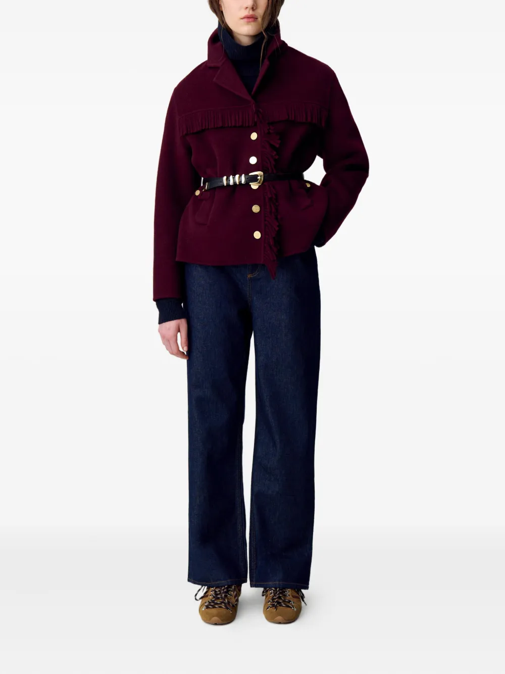 Claudie Pierlot Jas met enkele rij knopen Paars