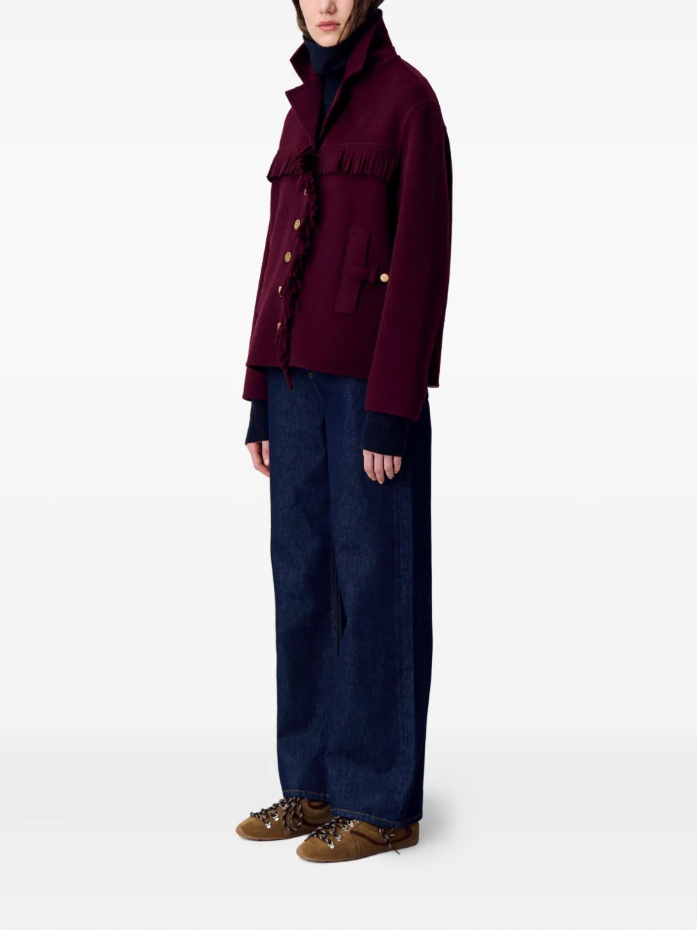 Claudie Pierlot Jas met enkele rij knopen Paars
