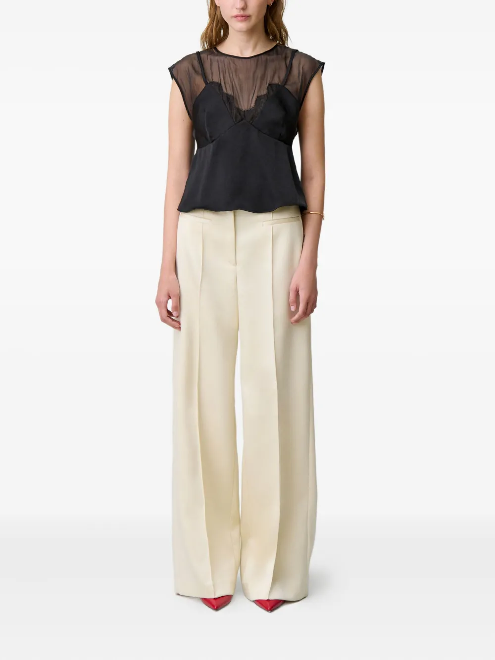 Claudie Pierlot lace-trimmed satin top | Polo Tops | Image 2