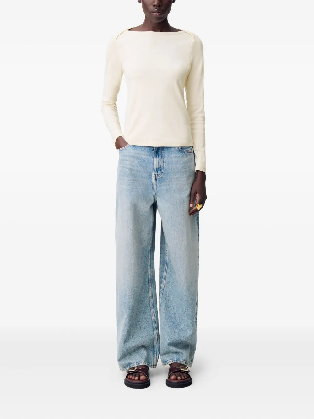 Claudie Pierlot boat-neck embroidered T-shirt | T-Shirts & Jersey Shirts | Image 2