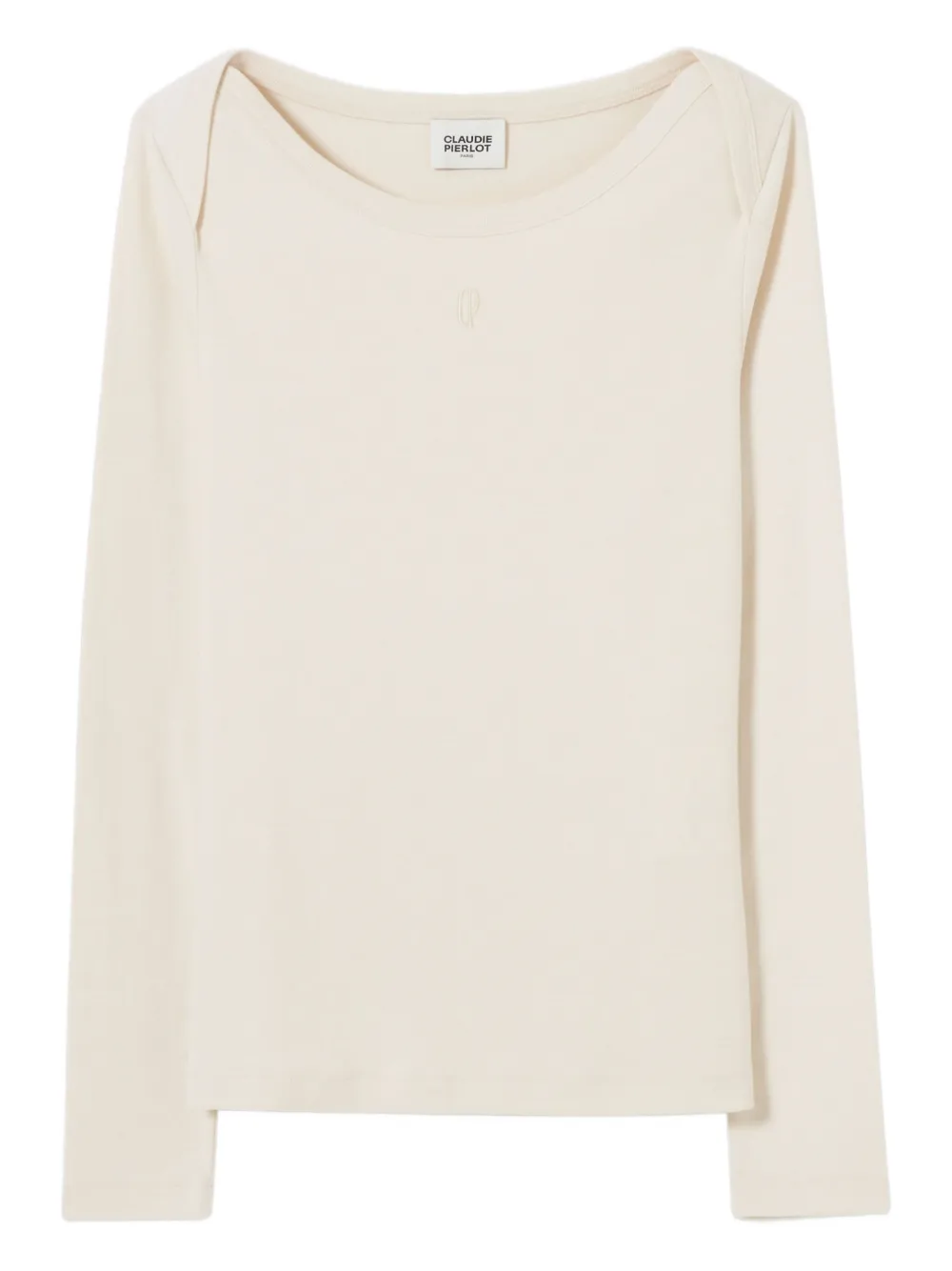 Claudie Pierlot boat-neck embroidered T-shirt | Neutrals | Image 1