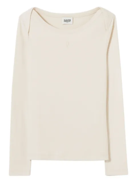 Claudie Pierlot boat-neck embroidered T-shirt