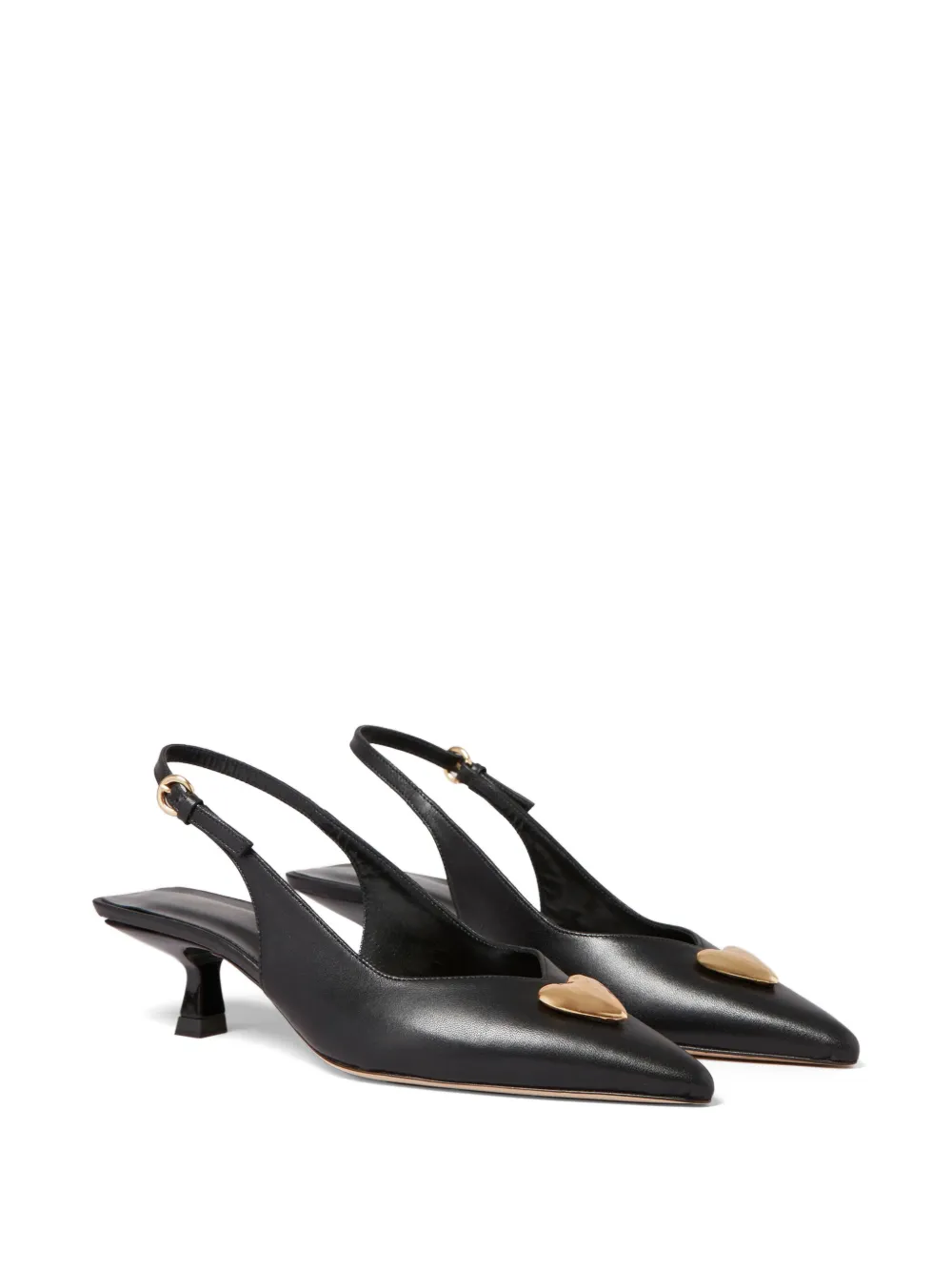 Heart-Embellished Slingback Pumps