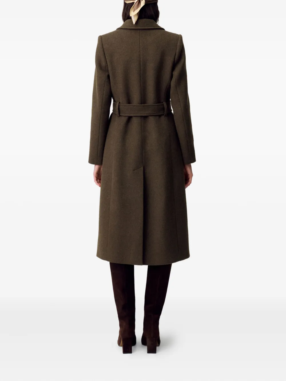 Claudie Pierlot Wollen jas met ceintuur Groen