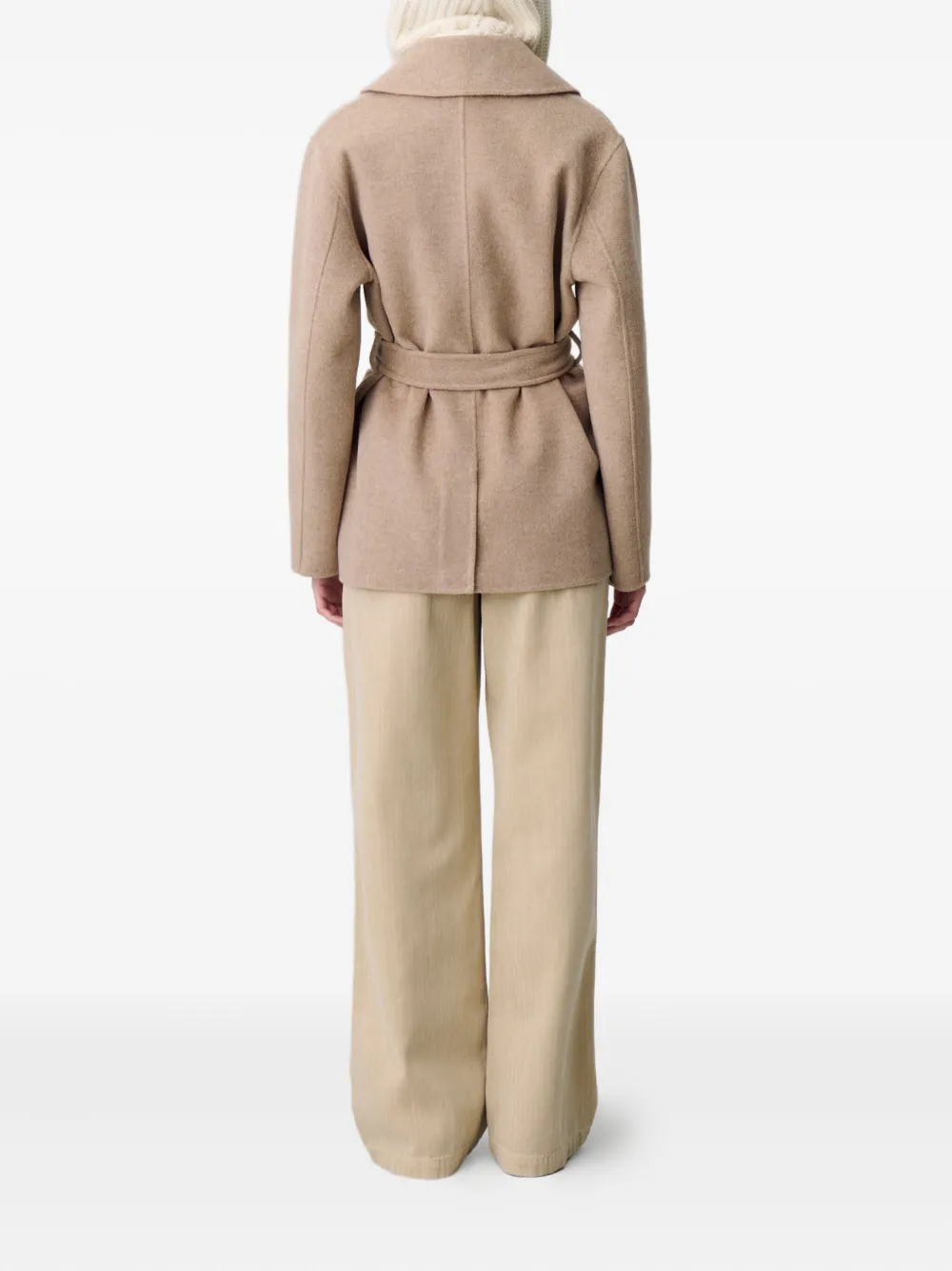 Claudie Pierlot Jas met franje en ceintuur Beige