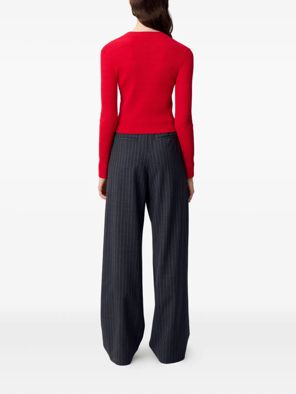 Claudie Pierlot Geribbelde trui met strikdetail Rood