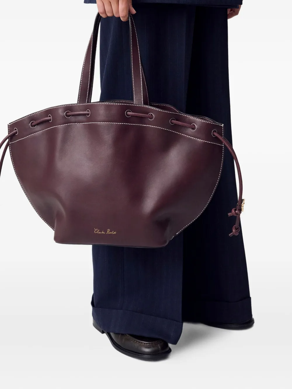  Claudie Pierlot Alban Leather Tote Bag - Red 