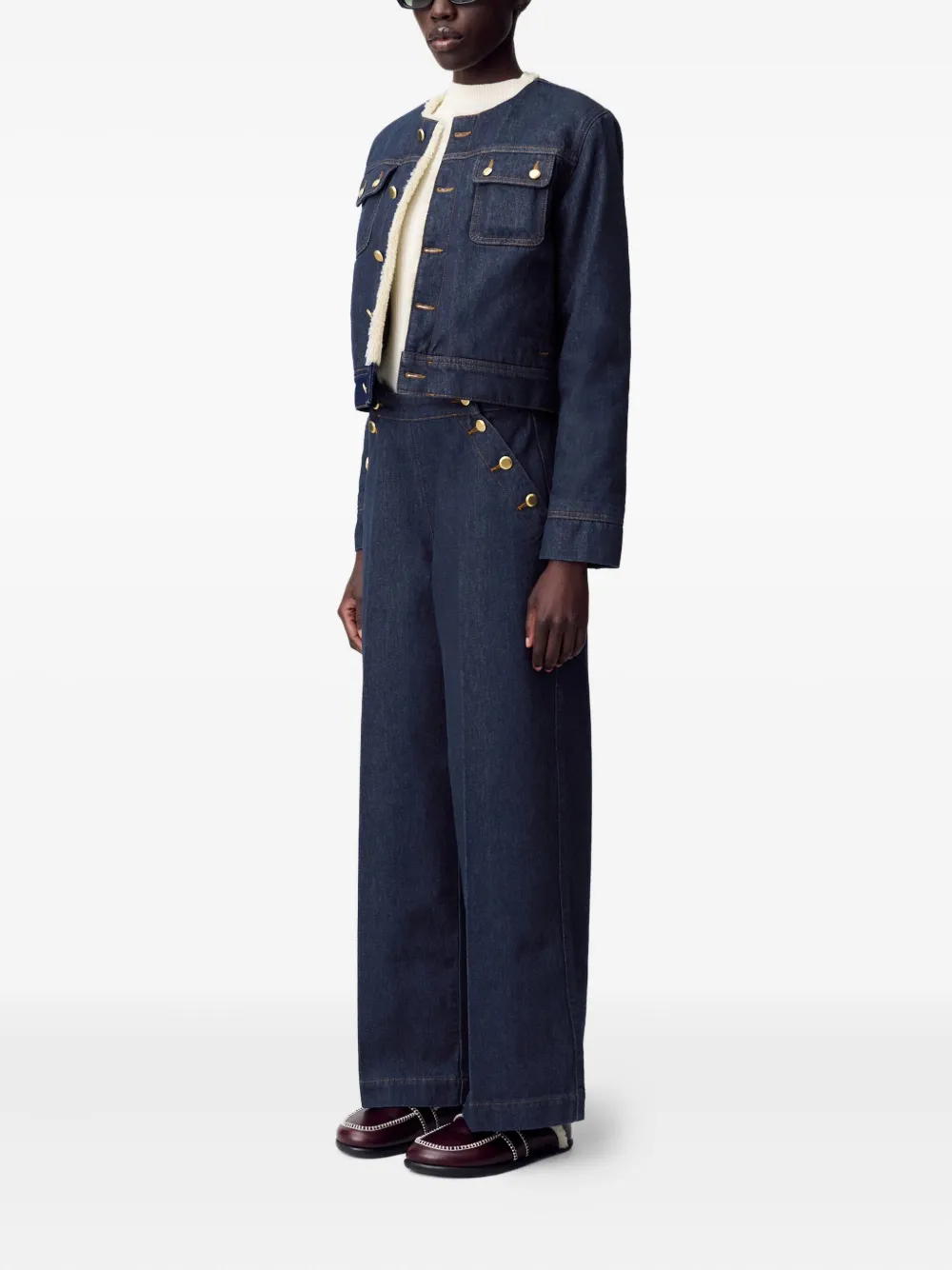 Claudie Pierlot Cropped spijkerjack Blauw