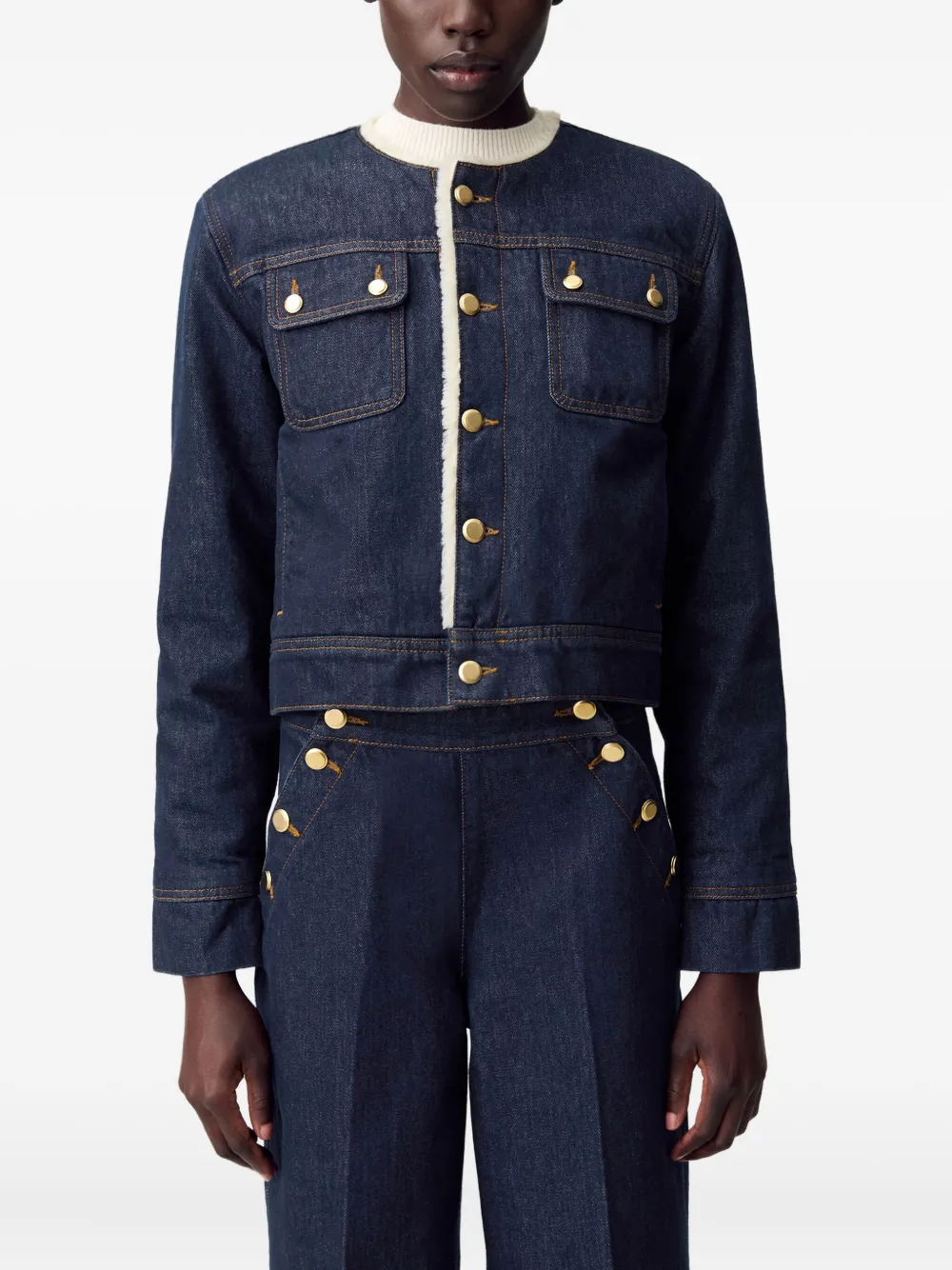 Claudie Pierlot Cropped spijkerjack Blauw